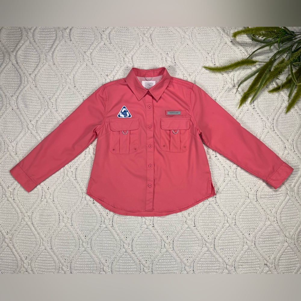 Ocean + Coast Bottom Down Top Recycled Fabric‎ Girls' Blouse Pink M